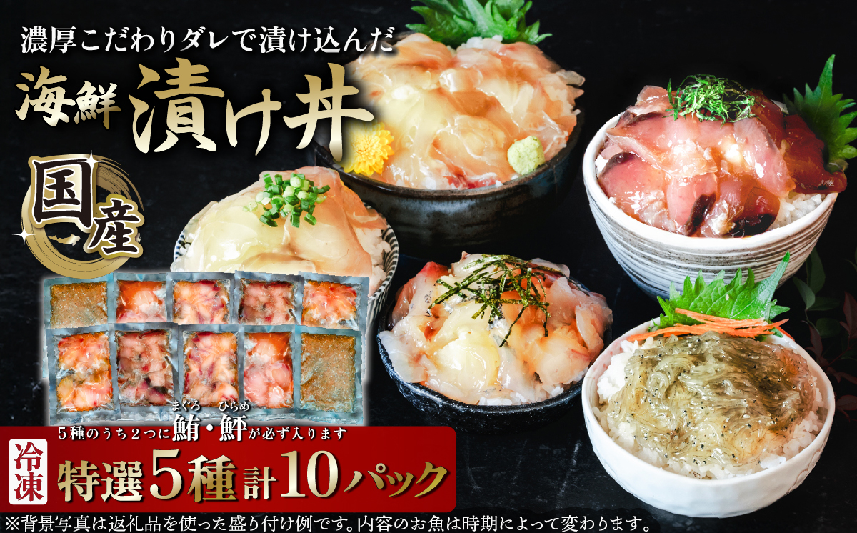 海鮮漬け丼5種セット 10パック マグロ ヒラメ 海鮮丼