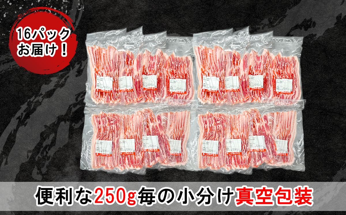 国産豚肉バラスライス ズドーンと 4kg (250g×16パック/小分け真空包装) 【下妻工場直送】【 豚肉 バラスライス パック 小分け 便利 国産 料理 ポーク ぶたにく 国産豚 人気 ランキング マルリン 】
