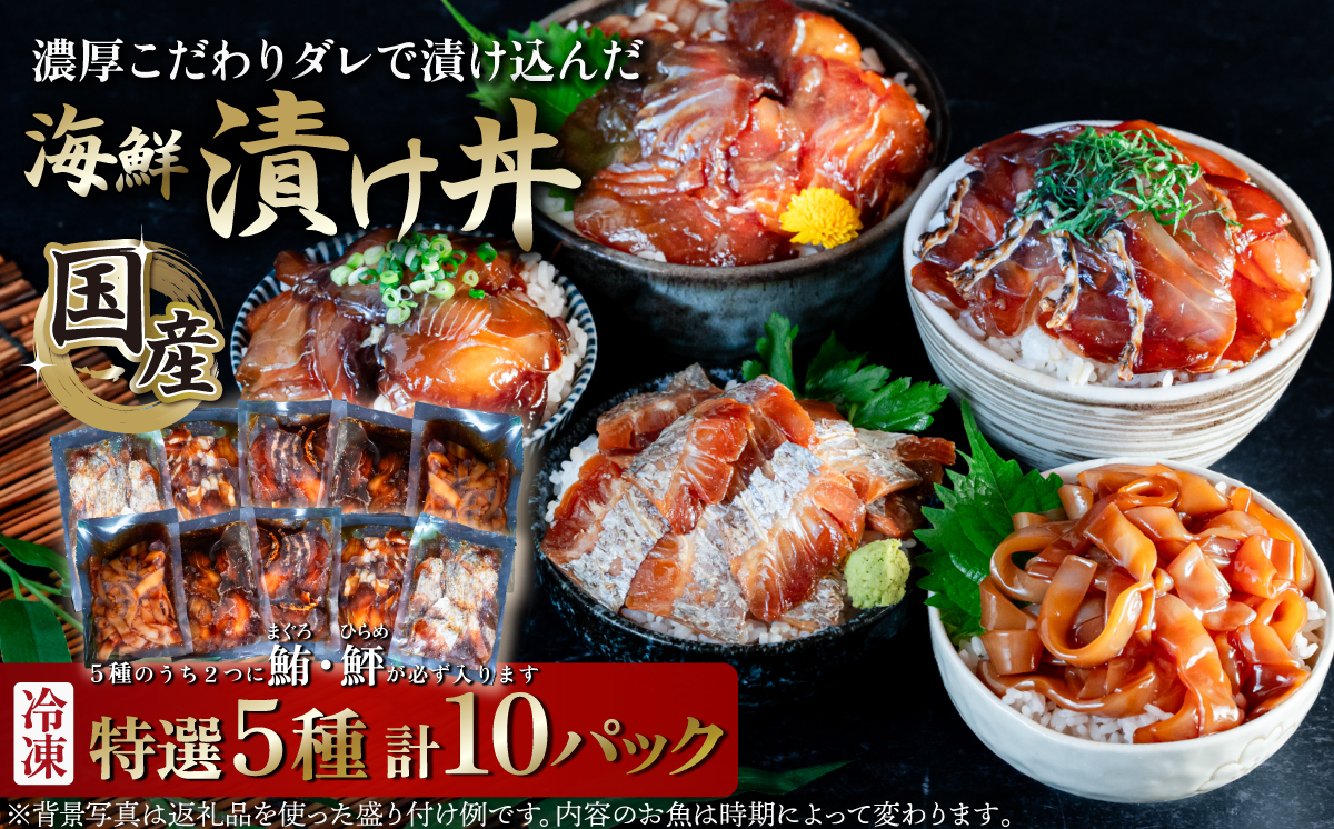 海鮮漬け丼5種セット 10パック マグロ ヒラメ 海鮮丼