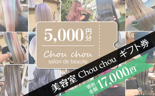 美容室Chou chouギフト券（5,000円分）【 美容室 美容院 美容体験 ヘアサロン ヘアカット 利用券 ギフト券 美容 髪 シャンプー トリートメント ヘアスタイル 】