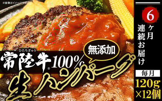 生ハンバーグ120g×12個【常陸牛】100％【6ヶ月連続お届け】【 ハンバーグ 生ハンバーグ 常陸牛 冷凍 牛肉 贅沢 黒毛和牛 おかず 惣菜 便利 】