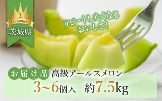 【先行予約】茨城県産アールスメロン約7.5kg（3～6個）【2026年9月上旬～10月上旬ごろ発送予定】【 国産メロン 茨城県産メロン メロンの王様 高級メロン めろん  果物 くだもの フルーツ 季節限定 人気 贈り物 お取り寄せ プレゼント 厳選 デザート マスクメロン ムスク マスク 】