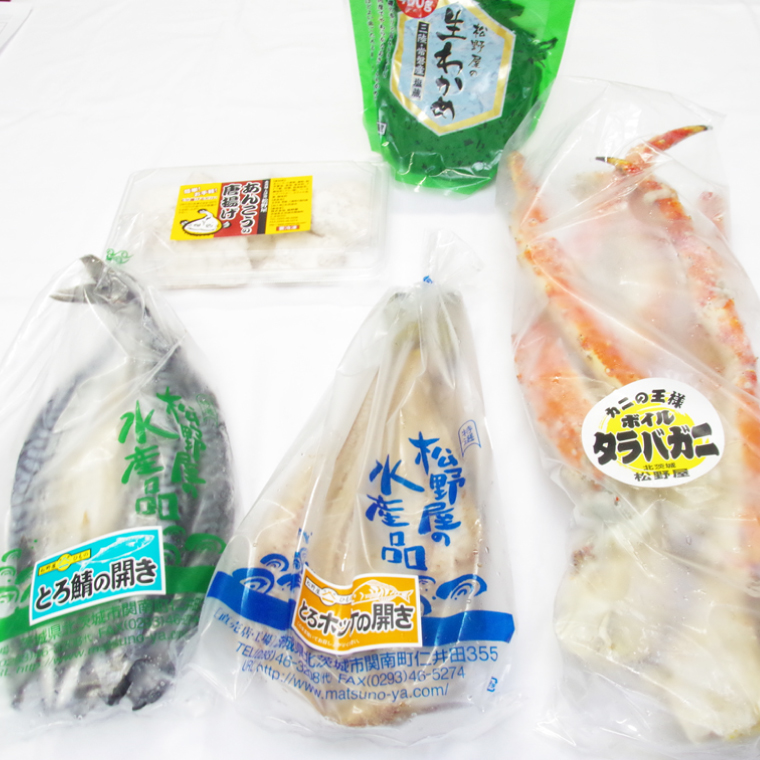 食卓を彩る！松野屋海鮮セット（タラバガニ・とろさば干物・とろほっけ干物・あんこうの唐揚げ・わかめ）【海鮮 海鮮セット サバ ホッケ 鮟鱇 ワカメ 詰め合わせ】(BO202)