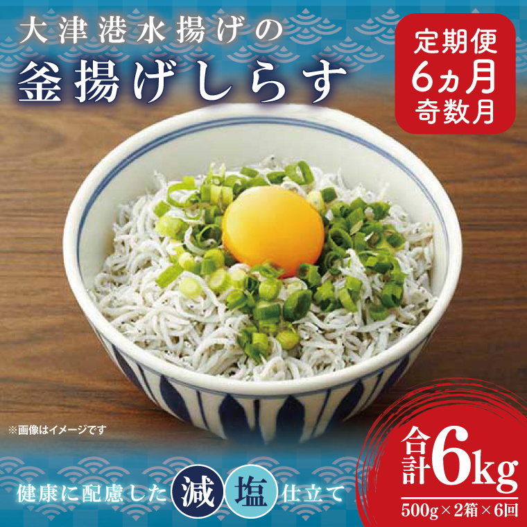 【定期便特別価格】※奇数月※　大津港水揚げの釜揚げしらす＜6ヶ月定期便＞＜2ヶ月に１回奇数月発送＞　1kg×6回【海鮮 魚介類 しらす シラス ご飯のお供 たっぷり お手頃 個包装】(AS213)