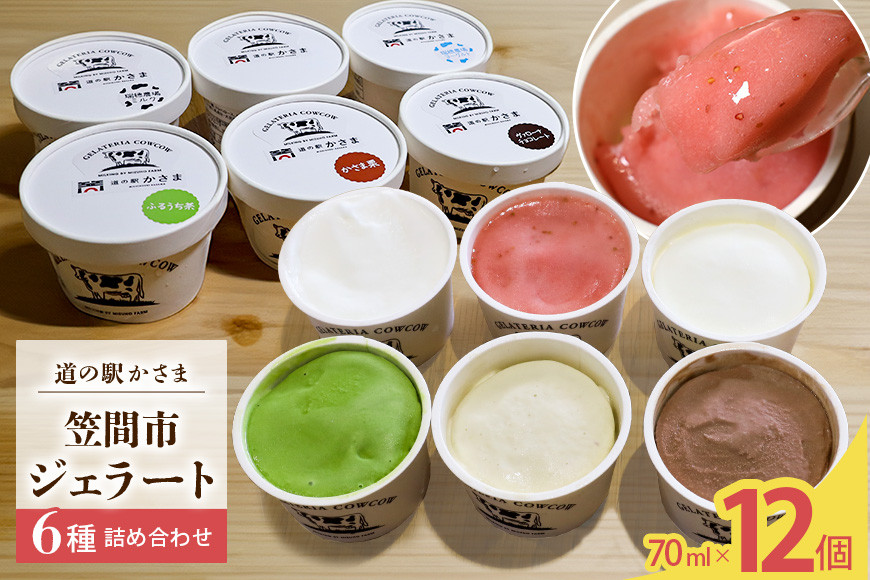 笠間市 ジェラート 6種詰め合わせ 12個セット 道の駅かさま JQ-002