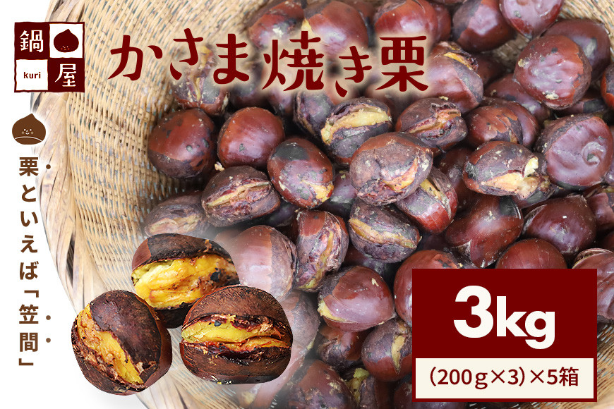 焼き栗 栗 3kg (5箱) 国産 個包装 くり 和栗 甘栗 冷凍 ギフト プレゼント 父の日 母の日 和栗 スイーツ 和栗 甘栗 栗きんとん モンブラン やきぐり 焼栗 鍋屋本店 先行予約 笠間 茨城県 いばらき BH-013