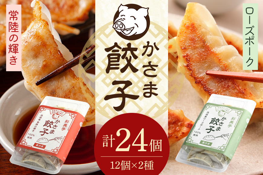 彩美亭 かさま餃子 常陸の輝き・ローズポークセット 計24個 HV-004