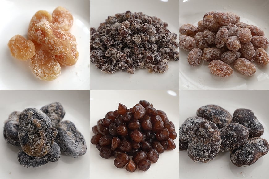 お豆の甘納豆 6種類 黒豆 あずき 白花豆 金時豆 小豆 そら豆 甘納豆 おやつ お茶菓子 大粒 笠間市 BM-002