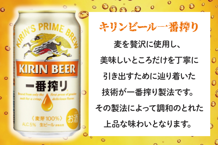 AB048　【3ヶ月定期便】キリンビール取手工場産　一番搾り生ビール缶　350ml×24本