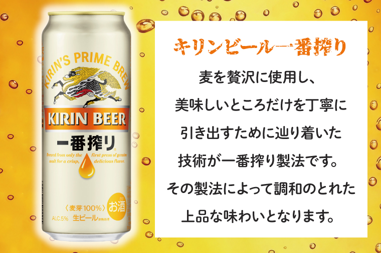 AB050　【3ヶ月定期便】キリンビール取手工場産　一番搾り生ビール缶　500ml×24本