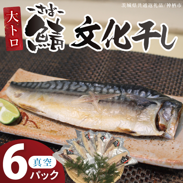 大トロさば文化干し　6パック【茨城県共通返礼品：神栖市】|鯖 サバ 干物 一夜干し 惣菜 おつまみ 冷凍 小分け 個包装 茨城県 取手市（BZ001）