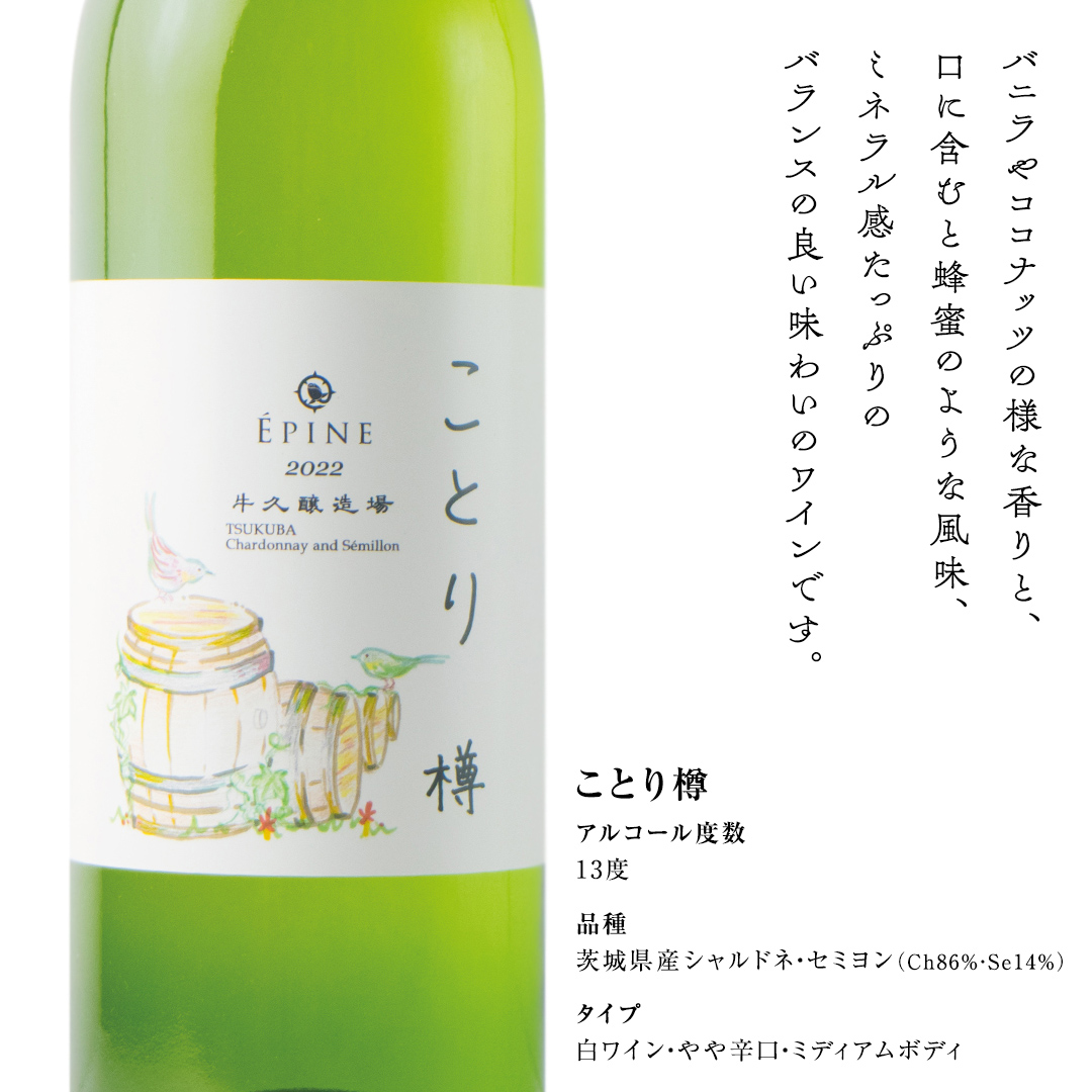 【 数量限定 】エピヌ 「 ことり 樽 」× エピヌ 「 ことり 泡 」 2022 飲み比べ セット 茨城県産 牛久醸造場 日本ワイン 白ワイン スパークリングワイン 750ml × 2本 やや辛口 ミディアムボディ お酒 贈り物