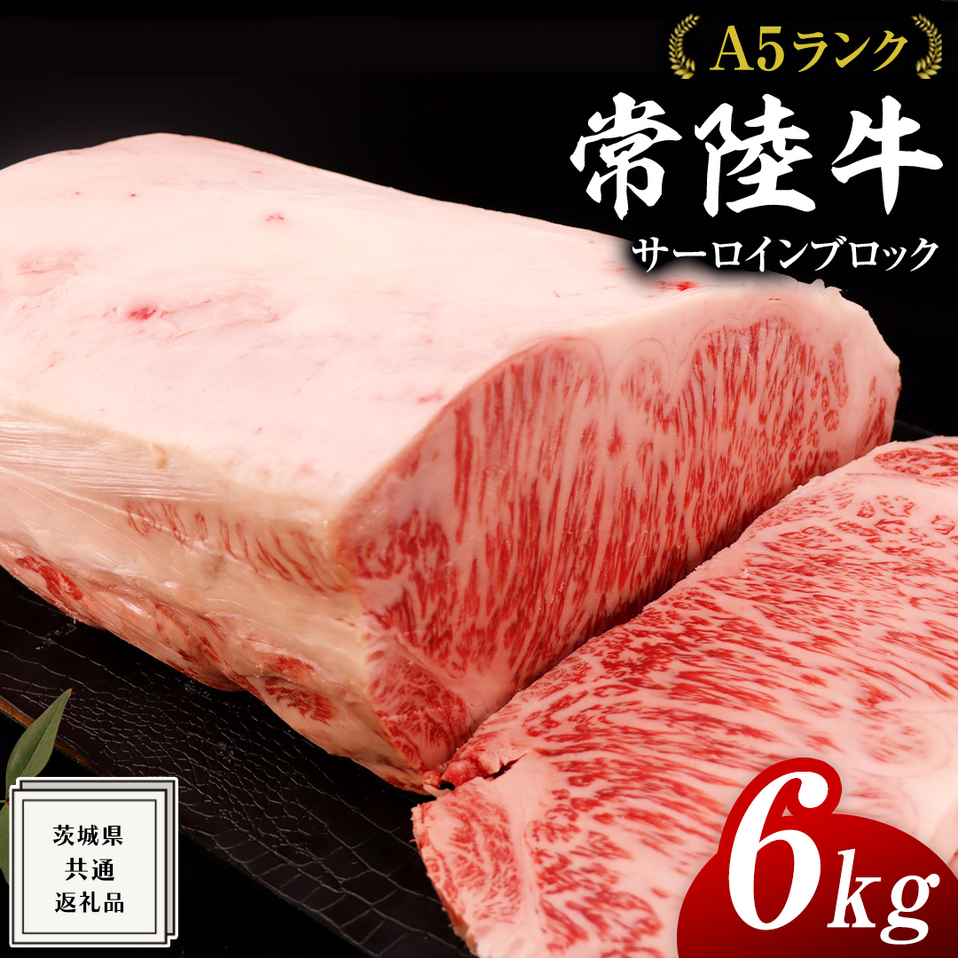 常陸牛 A5 等級 サーロイン ブロック 6kg ( 茨城県共通返礼品 ) 黒毛和牛 国産 業務用 大量 ブロック肉 塊 お肉 肉 A5ランク ブランド牛 牛肉 ひたち牛 ブランド和牛 ステーキ用