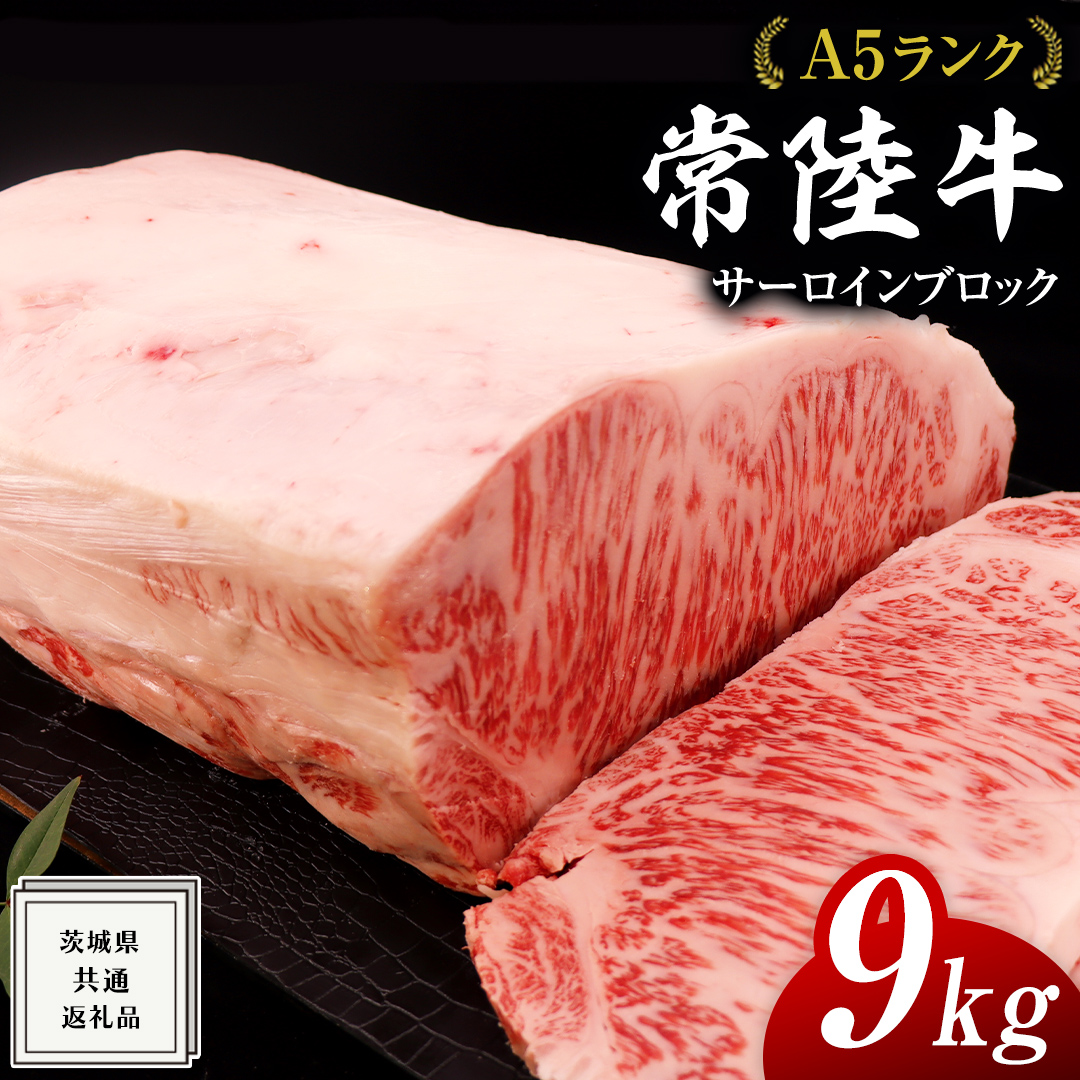 常陸牛 A5 等級 サーロイン ブロック 9kg ( 茨城県共通返礼品 ) 黒毛和牛 国産 業務用 大量 ブロック肉 塊 お肉 肉 A5ランク ブランド牛 牛肉 ひたち牛 ブランド和牛 ステーキ用