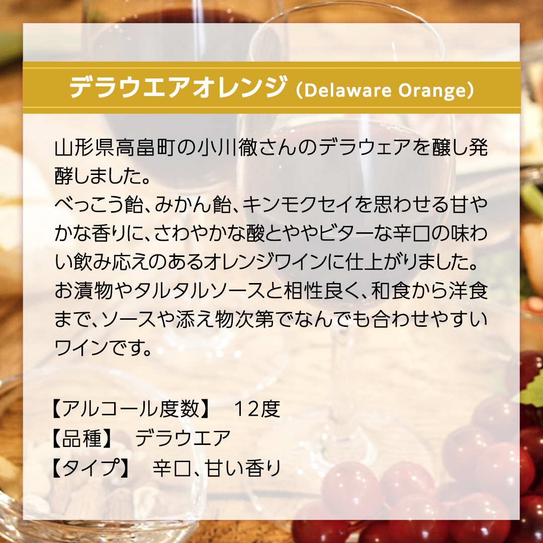 デラウエアオレンジ Delaware Orange 750ml×1本 茨城県産 牛久醸造場 日本ワイン ワイン 750ml ミディアムボディ お酒 贈り物 葡萄 ぶどう オレンジワイン