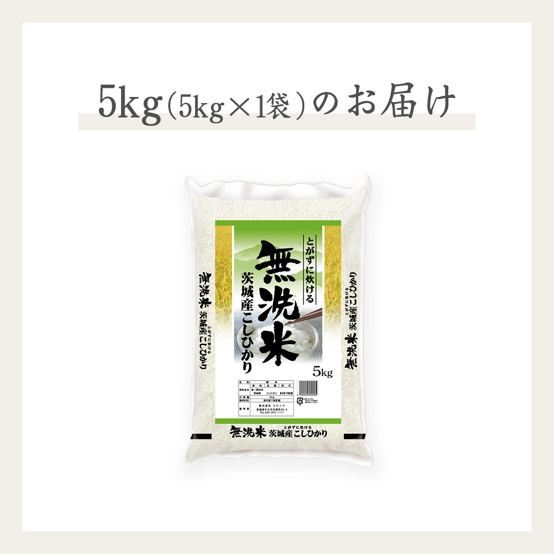 《 令和6年産 》 茨城県産 無洗米 コシヒカリ ( 5kg × 1袋 )  期間限定 こしひかり 米 コメ こめ 五ツ星 高品質 白米 精米 時短 単一米 新米