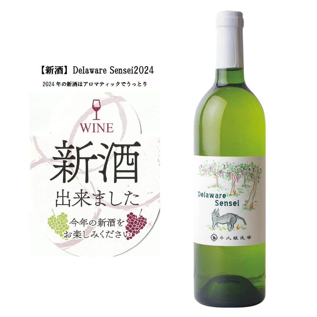 【 新酒 】デラウェアセンセイ Delaware Sensei 2024 750ml×1本 茨城県産 牛久醸造場 日本ワイン ワイン 白ワイン 750ml ミディアムボディ お酒 贈り物 葡萄 ぶどう