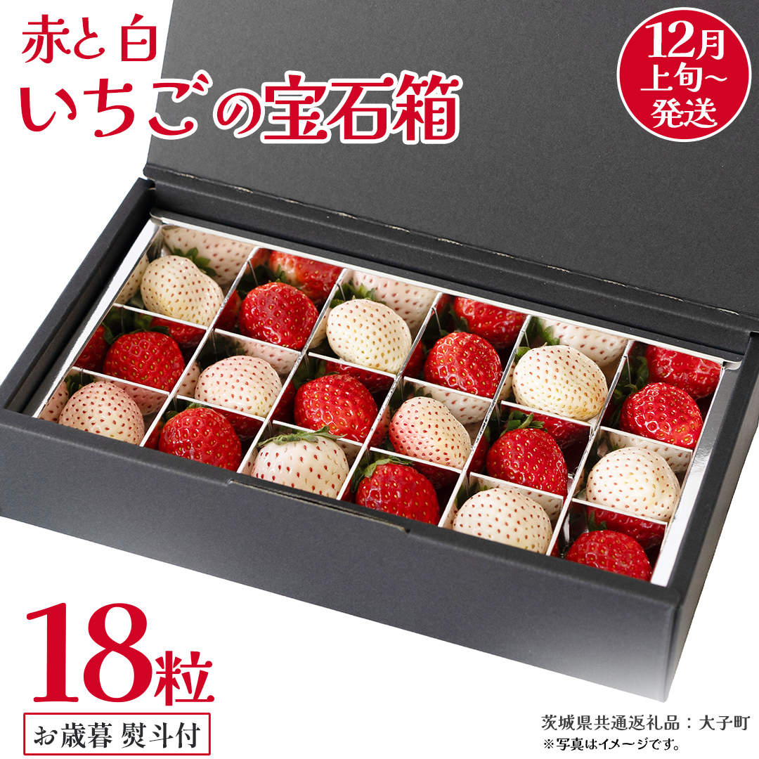 【 お歳暮 熨斗付き 】 赤いちご と 白いちご の宝石箱18粒【2025年12月上旬発送開始】(茨城県共通返礼品：大子町) いちご 苺 果物 フルーツ 果実 贈答用 ギフト 贈り物
