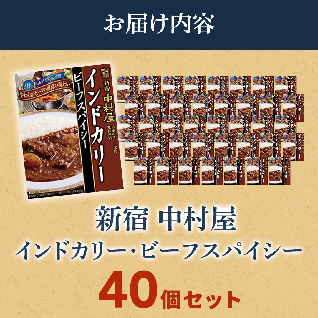 新宿 中村屋 インドカリー ビーフスパイシー 40個 レトルト レトルトカレー カレー 常温 温めるだけ 人気 洋食 時短 インドカレー スパイシーカレー 長期保存 災害用 保存食 レンチン レンジ