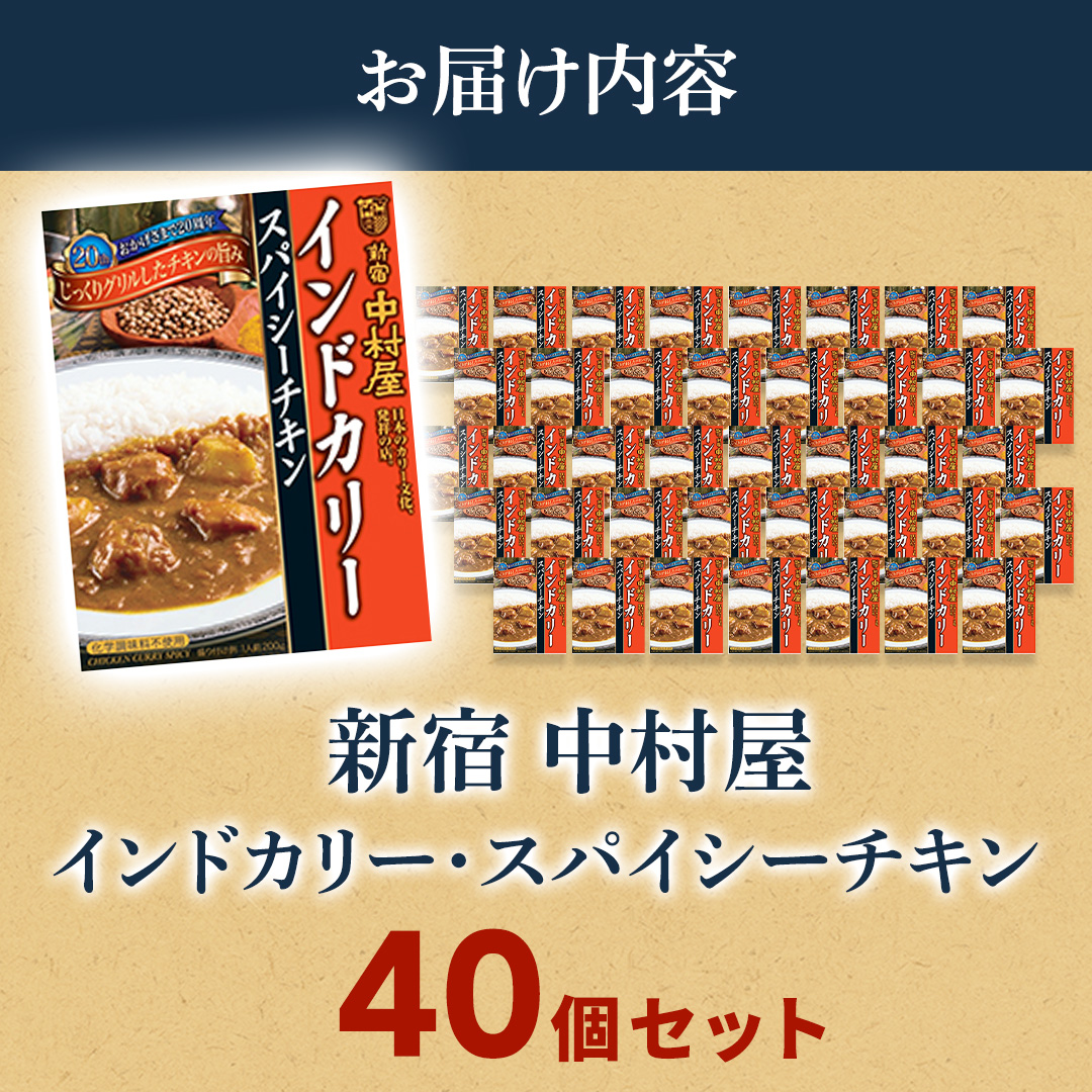 新宿 中村屋 インドカリー スパイシーチキン 40個 レトルト レトルトカレー カレー 常温 温めるだけ 人気 洋食 時短 インドカレー スパイシーカレー 長期保存 災害用 保存食 レンチン レンジ