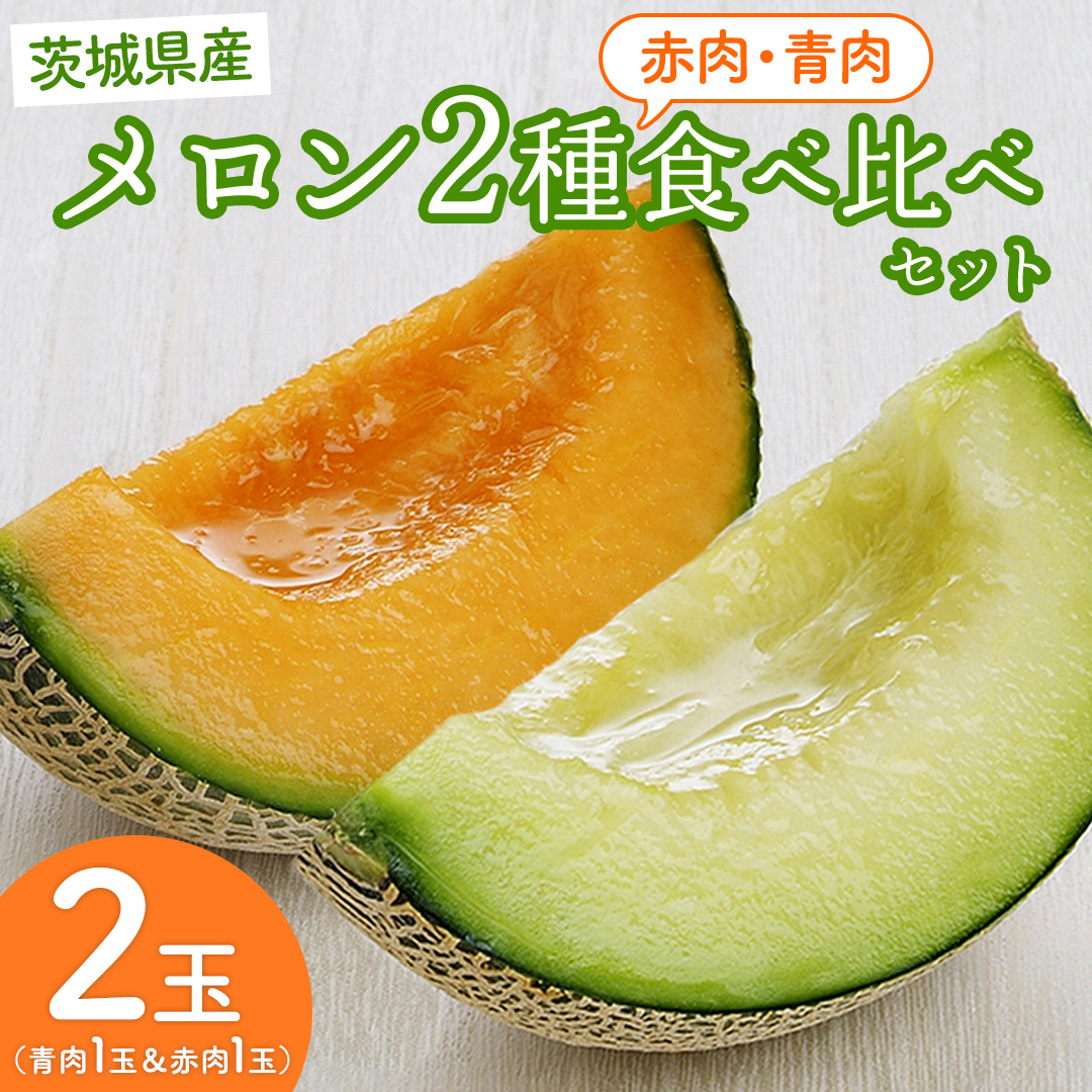 【6月上旬頃より発送】茨城県産 青肉・赤肉メロンセット 秀品または優品 3Lまたは4Lサイズ×各1玉入 おすすめ JA全農いばらき JA メロン めろん フルーツ くだもの 果物 国産旬 定番 旬 期間限定 青肉 赤肉 食べ比べ アンデス クインシー エルソル