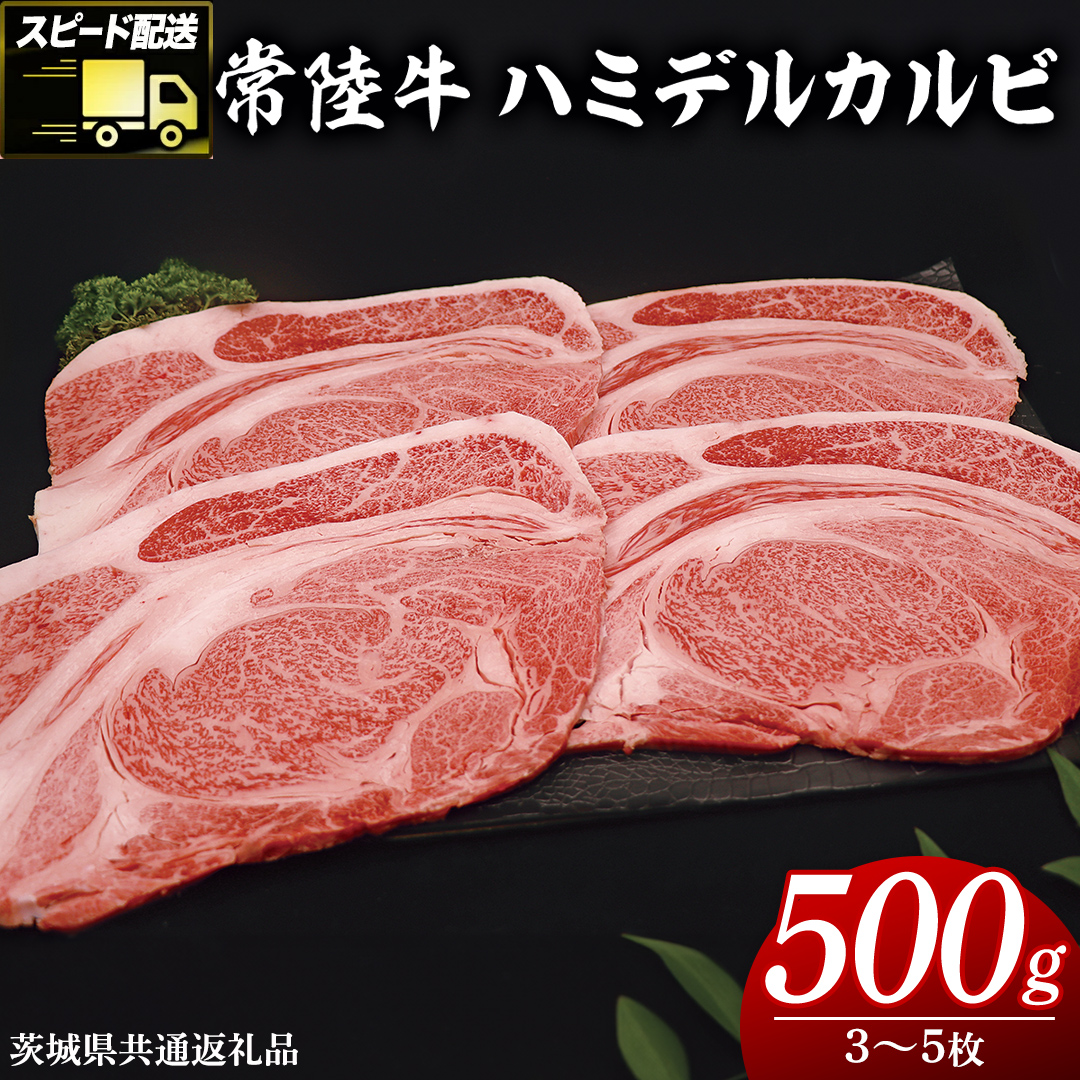 【 スピード発送 】 【常陸牛 】 ハミデルカルビ500g（3～5枚） (茨城県共通返礼品) 国産 焼き肉 カブリ ゲタ リブ芯 リブ巻 中落ちカルビ バーベキュー BBQ お肉 ブランド牛 黒毛和牛 和牛 国産黒毛和牛 国産牛 牛肉