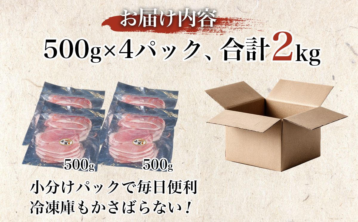 6ヵ月定期便 みらい豚 もも肉 スライス 2kg （ 500g × 4P ） │ 豚肉 豚 小分け もも モモ ももスライス モモスライス しゃぶしゃぶ ぶた肉 冷凍 銘柄豚 村下商事 定期便 茨城県 つくば市