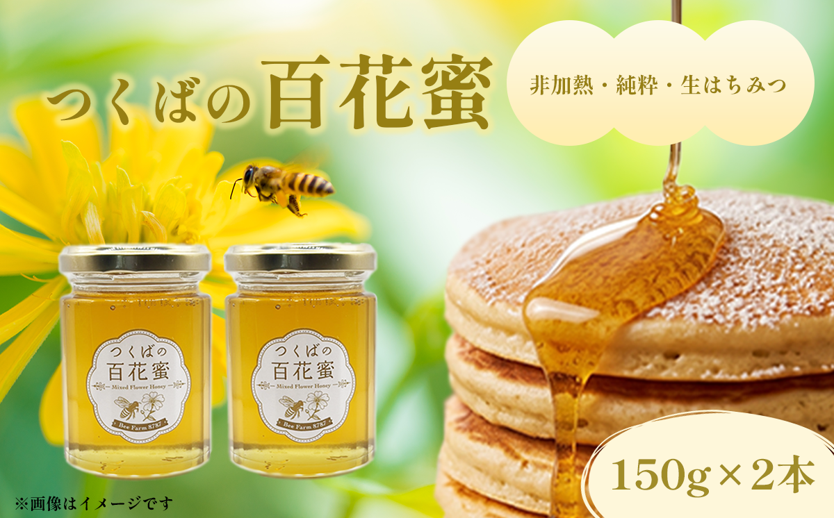 【非加熱純粋生はちみつ】つくばの百花蜜 150g×2本 計300g はちみつ ハチミツ 蜂蜜 蜜 生はちみつ 健康 茨城県 つくば市