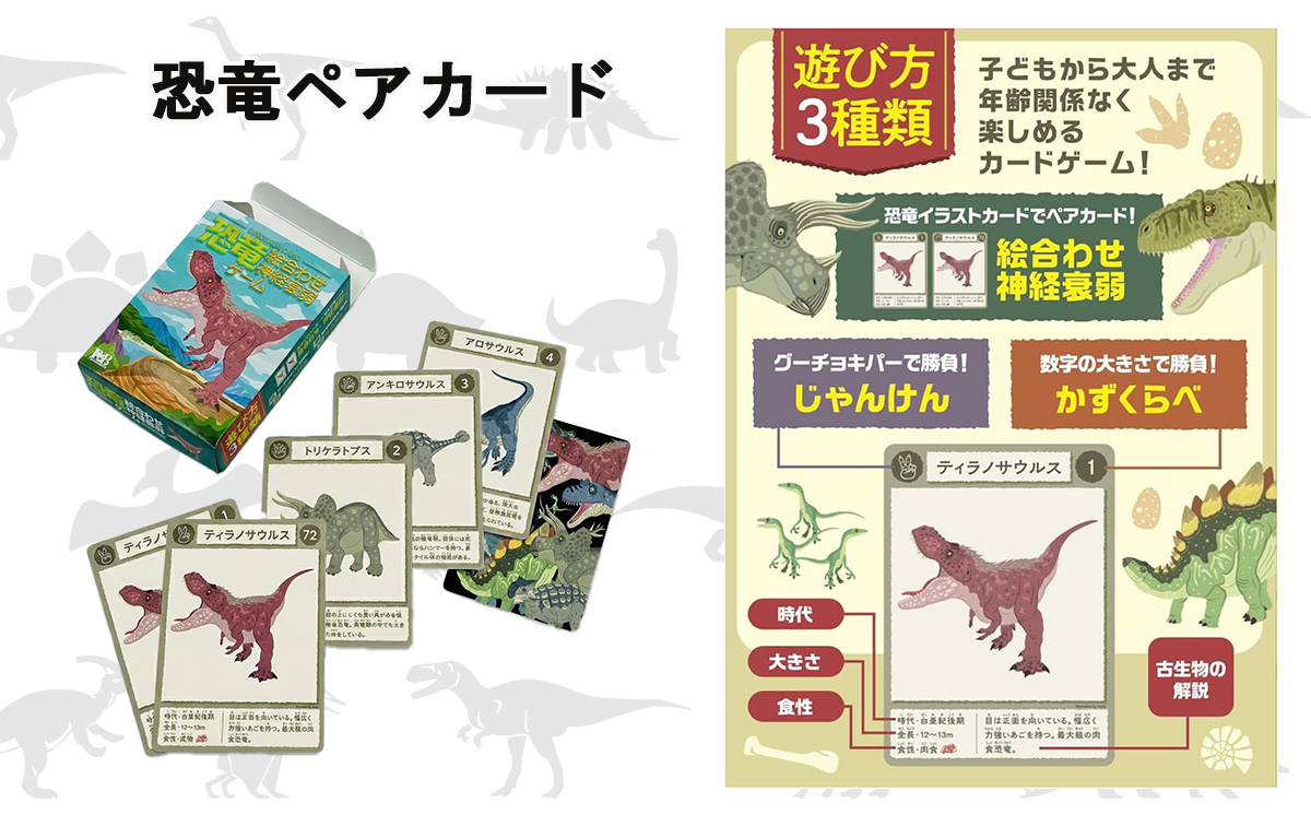 恐竜 キッズ学習＆遊び 8点 フルセット | 恐竜 ポスター クリアファイル 勉強 学習 おもちゃ カード トランプ 遊具 水筒 日用品 茨城県 つくば市