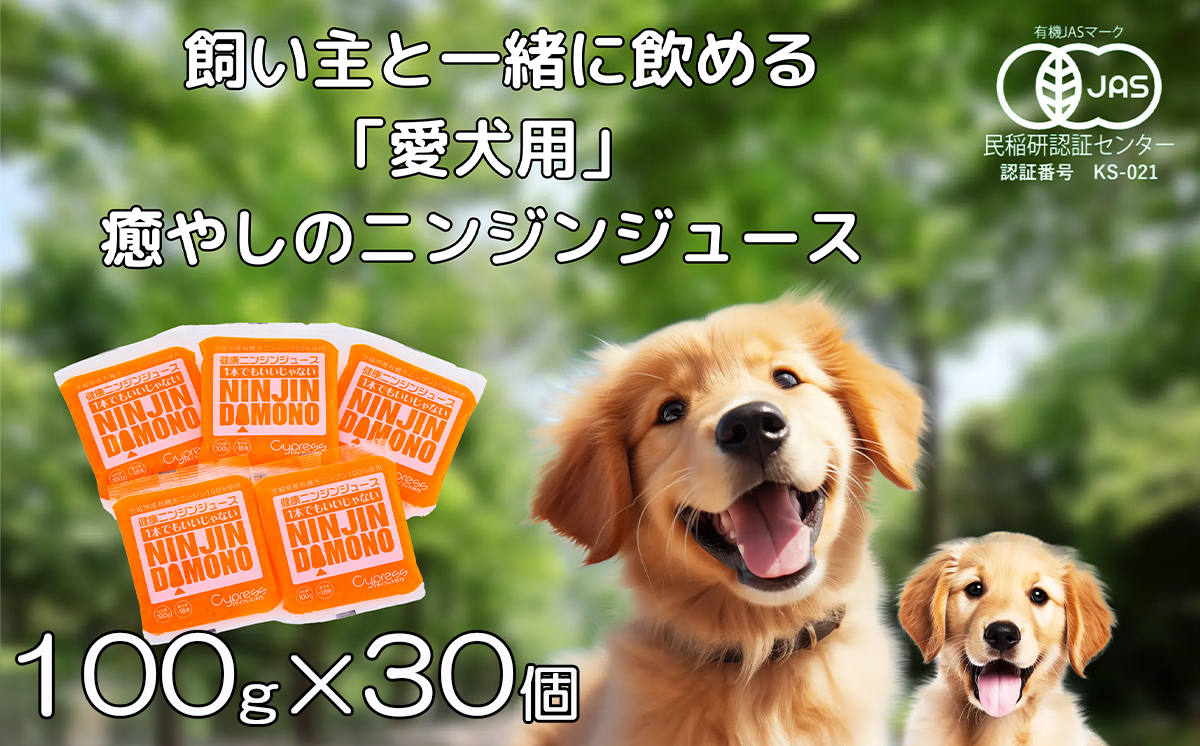 飼い主と一緒に飲める「愛犬用」癒やしのニンジンジュース 100g×30個【 犬 ニンジンジュース にんじん 人参 人参ジュース にんじんジュース 水分補給 犬 にんじん 人参 人参ジュース にんじんジュース キャロットジュース 愛犬 ペット ペットフード ドッグフード つくば市 ふるさと納税 】