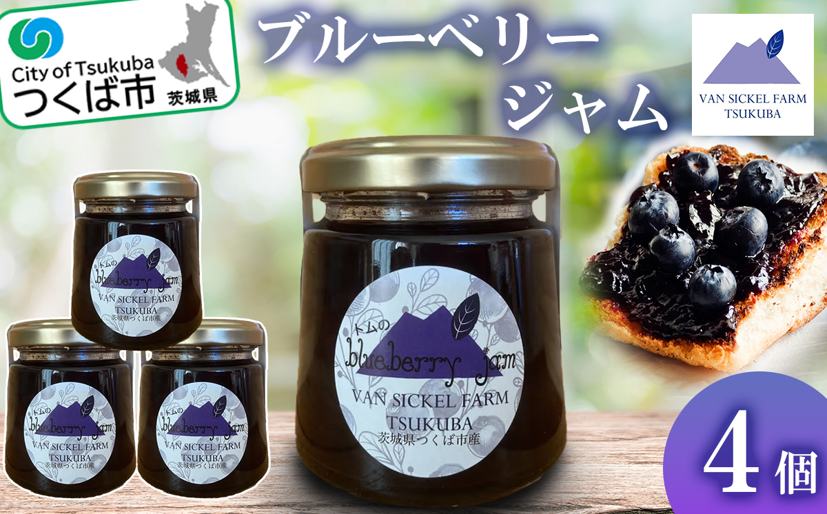 茨城県つくば市産ブルーベリージャム　4本セット【ブルーベリー 国産 ベリー スイーツ ジャム 果物】