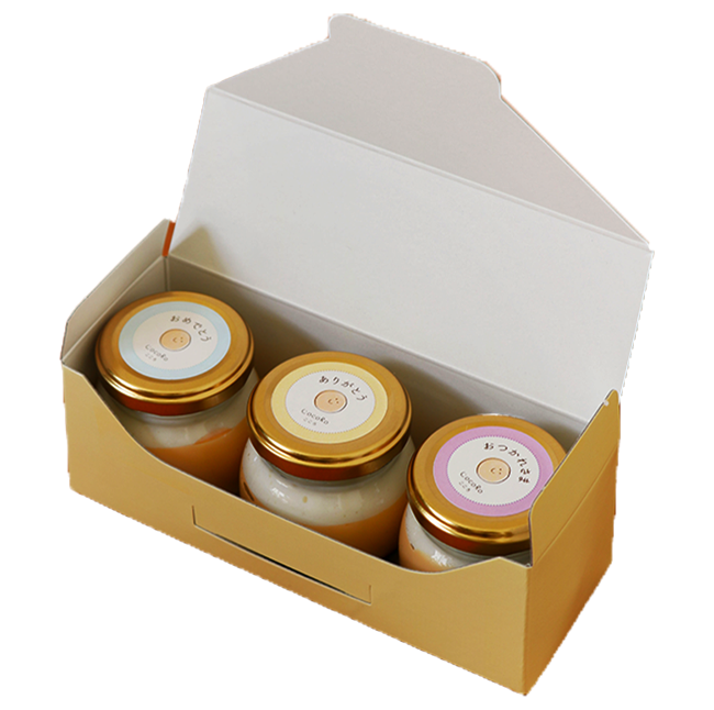 CocoRoプリン 3個セット（ ギフト包装 ＋ メッセージシール「ありがとう」 ）【 茨城県 つくば市 プリン スイーツ 生クリーム カスタードクリーム バニラ 牛乳 卵 国産 甘味 お菓子 デザート ギフト 8000 】