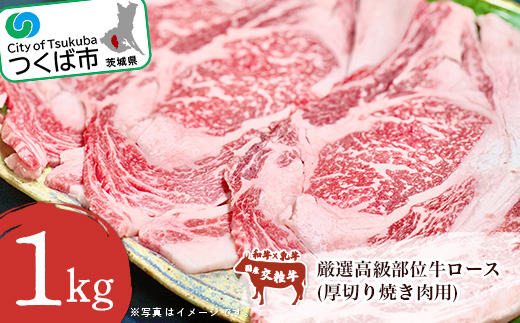 厳選高級部位 牛ロース ( 厚切り焼き肉用 ) 1kg【 牛肉 牛 国産 リブロース 焼肉 BBQ バーベキュー 茨城県 つくば市 】