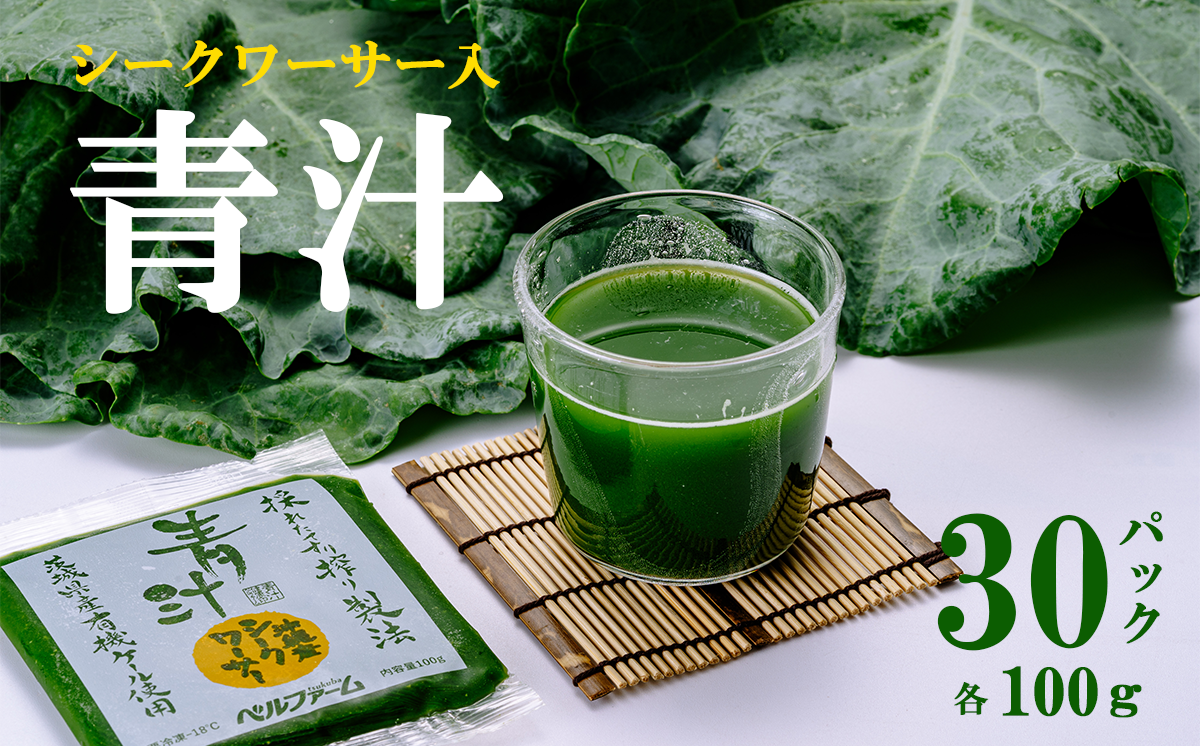 青汁シークワーサー入り 100g × 30 パック ＜離島・沖縄配送不可＞【 茨城県 つくば市 飲料 ドリンク あおじる 青汁 健康  無添加 有機ケール オーガニックケール 】