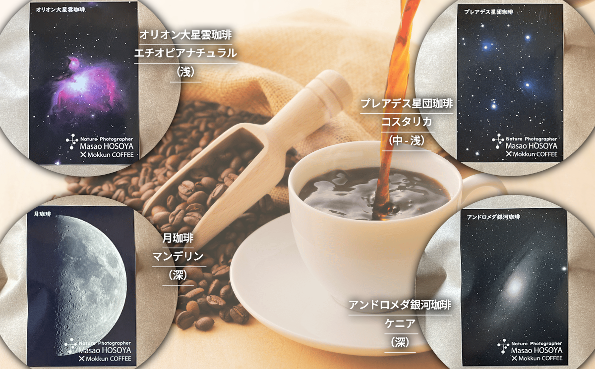 もっくん珈琲のコーヒー豆『星空珈琲』(豆のまま)　100g×4種 計400g　【 コーヒー 珈琲 粉 コーヒー豆 自家焙煎 スペシャルティコーヒー ギフト 茨城県 つくば市 】