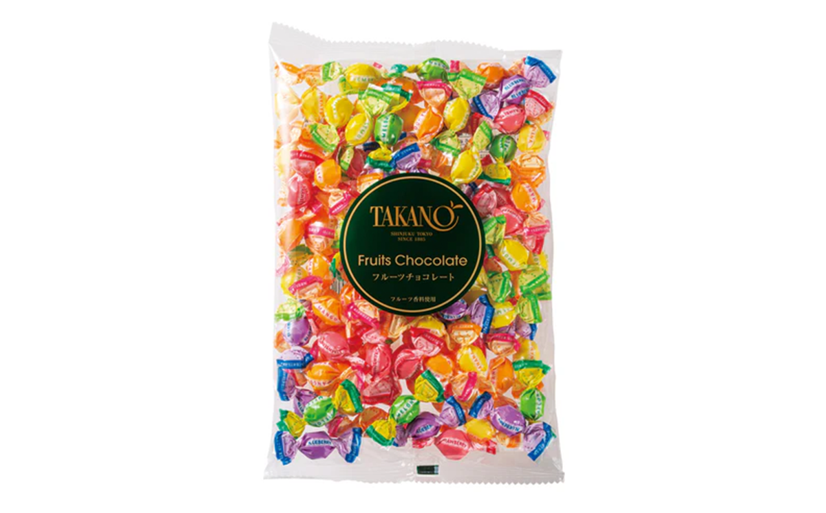 新宿高野 シェアフルーツチョコレート平袋5入（ピーチ柄ラッピング袋付）725g | チョコ チョコレート 果物 フルーツ スイーツ ギフト プレゼント 贈答 菓子 お菓子 バレンタインデー ホワイトデー クリスマス 父の日 母の日 お歳暮 お中元 茨城県 つくば市
