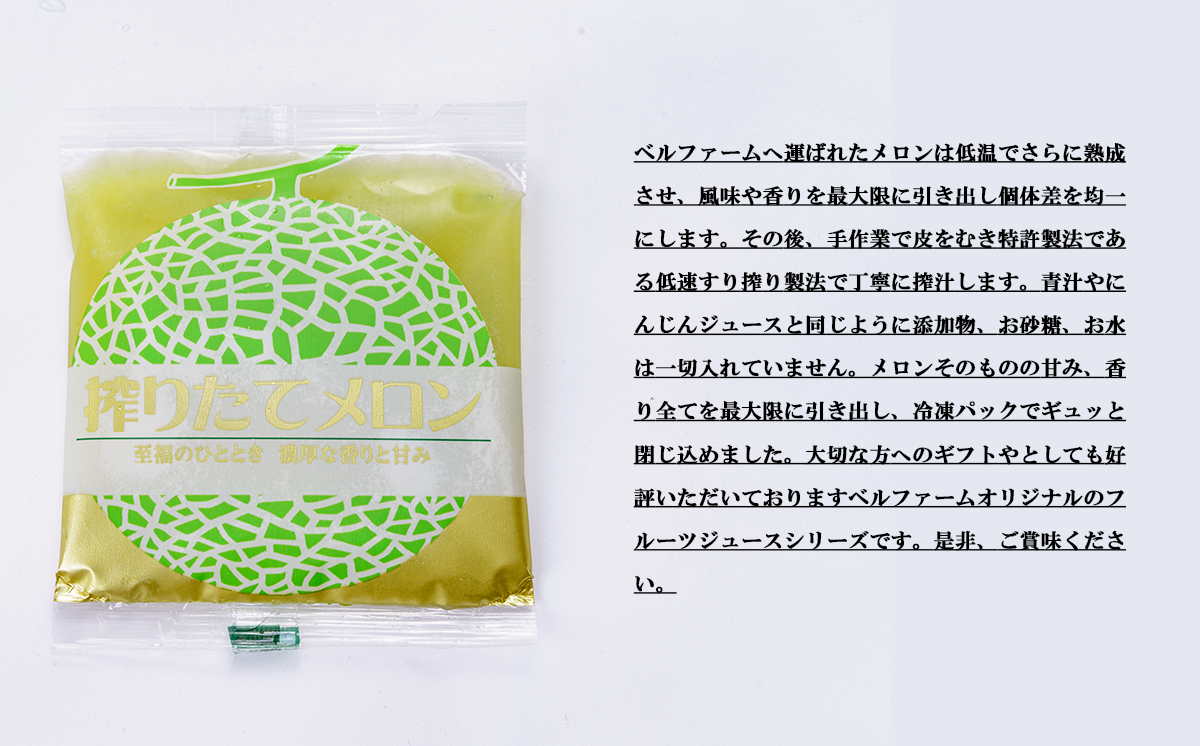 ＜ ベルファームつくば ＞ 搾りたて メロンジュース 100% 100g × 15パック ＜離島・沖縄配送不可＞【 メロンジュース メロン ジュース 100％ 搾りたて めろん フルーツジュース フルーツ 果物 茨城県 つくば市 】