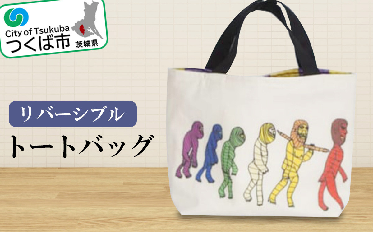 リバーシブルトートバッグ【 トートバッグ リバーシブル ファッション 通勤 通学 バッグ 便利 鞄 かばん B5サイズ 手織り 生地 茨城県 つくば市 】