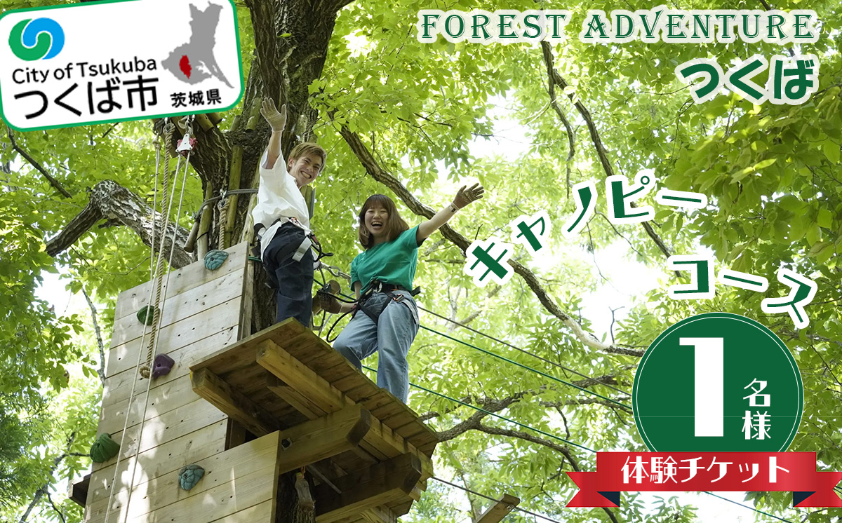 フォレストアドベンチャー ・ つくば ＜キャノピーコース＞ 1名様 体験チケット【 レジャー アウトドア アドベンチャー スポーツ アスレチック 公園 運動 体験 チケット コース 休日 体験チケット 茨城県 つくば市 体験型 】