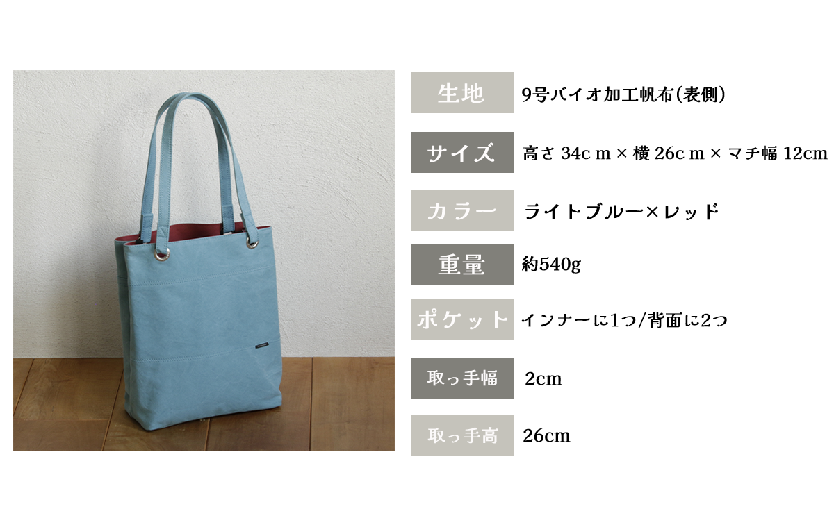 須田帆布 デイリー・トート その２（ライトブルー×レッド）【 茨城県 つくば トートバッグ バッグ カバン 鞄 ファッション シンプル レディース メンズ プレゼント ギフト 帆布 国産 日本製 通勤 通学 旅行 】