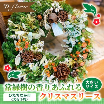【2026年11月下旬以降発送開始】常緑樹の香りあふれるクリスマスリース(大きいサイズ)【配送不可地域：離島】【1702524】