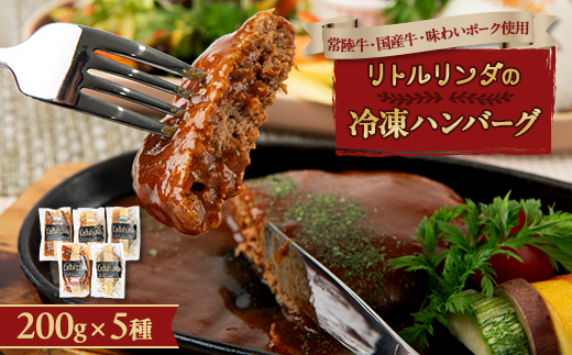 リトルリンダの冷凍ハンバーグ5種類入り(200g×5)ギフトボックス【配送不可地域：離島】【1623050】