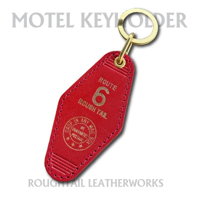 ラフテール【栃木レザー製牛革使用　モーテルキーホルダー】レッド×ブラス【1712385】