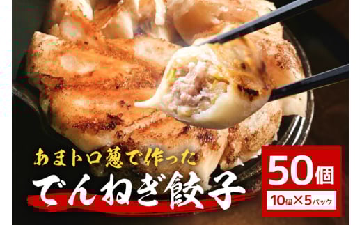 あまトロ葱使用 でんねぎ餃子 50個 (10個×5パック) 茨城県産 林SPF豚 鹿嶋ダコ オホーツク産ホタテ 銚子産キャベツ 厳選素材使用 冷凍餃子 旨味たっぷり 簡単調理 茨城県 潮来市 (A38-001)