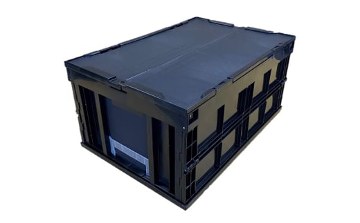 松本産業 折りたたみコンテナ 75L ブラック フタ付き ( F75BL ) キャンプ アウトドア 収納 大容量 収納ボックス 折り畳み式 頑丈設計 サバゲー グランピング 引っ越し 整理整頓 耐久性抜群 国産 茨城県 潮来市 (A28-014)