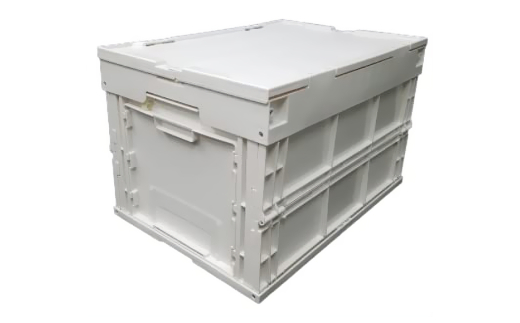 松本産業 折りたたみコンテナ 50L ホワイト フタ付き 1面扉付 ( CWCF50IV ) キャンプ アウトドア 収納 大容量 収納ボックス サバゲー 耐久性抜群 折り畳み式 おしゃれ収納 インテリア整理 国産 茨城県 潮来市 (A28-013)