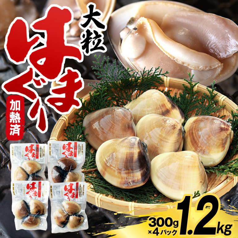 茨城県産 大粒はまぐり 加熱済 300g×4パック 国産 はまぐり ハマグリ 鹿島灘産 砂抜き不要 調理簡単 酒蒸し お吸い物 つくだ煮 貝専門店の厳選品 贈答用 ギフト 常温 茨城県 潮来市 (A14-002)
