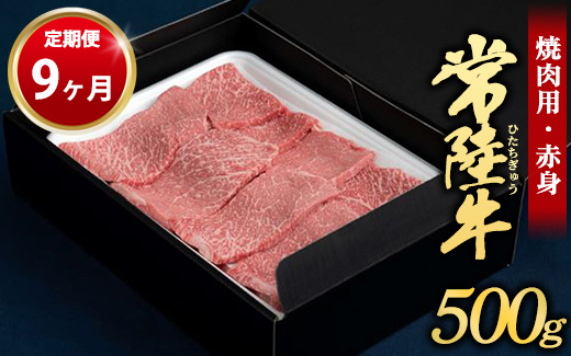 【定期便 9ヶ月】常陸牛焼肉用（赤身）500g（茨城県共通返礼品 茨城県産）