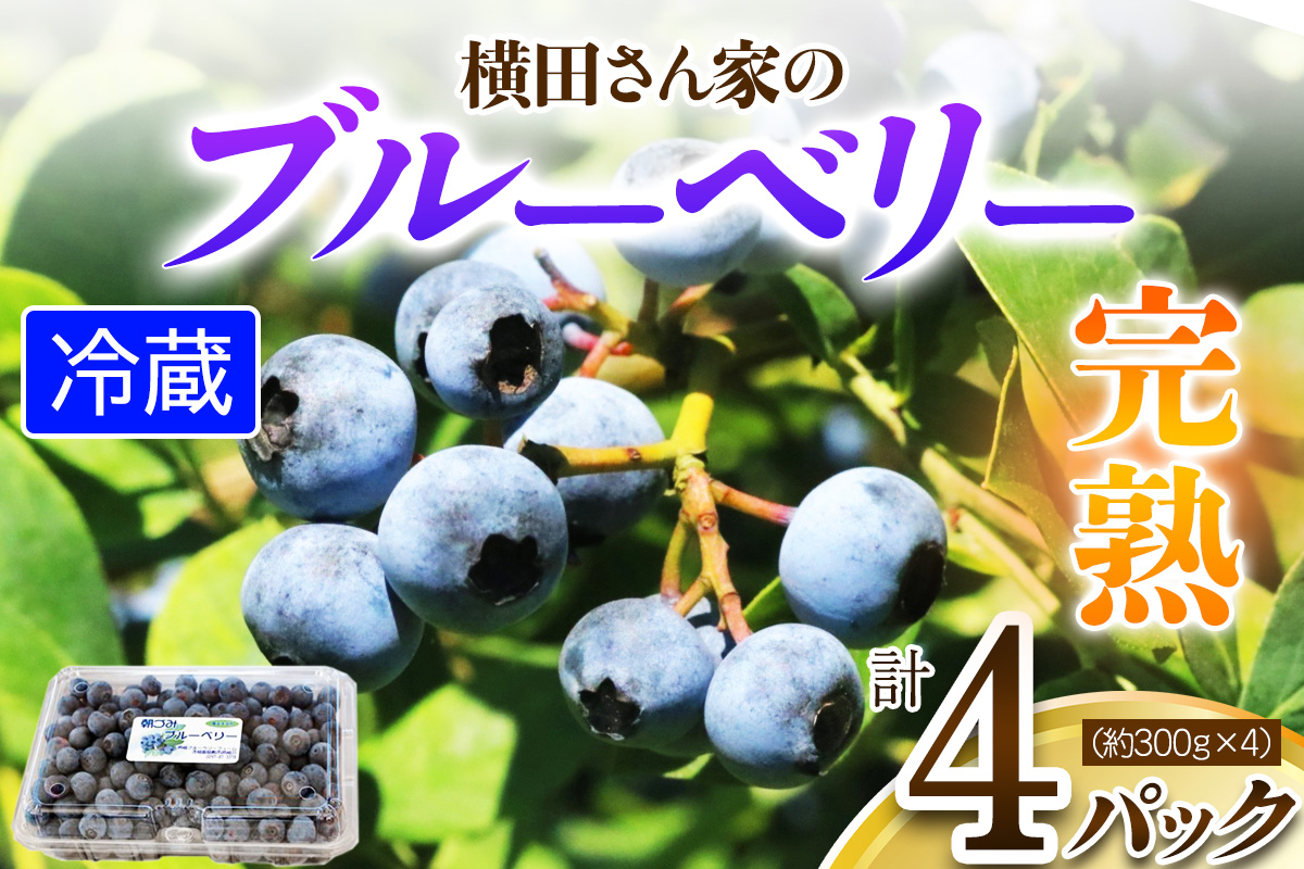 横田さん家の完熟ブルーベリー 4パック (約300g×4)｜果物 くだもの フルーツ スイーツ 旬ジャム ヨーグルト [1606]