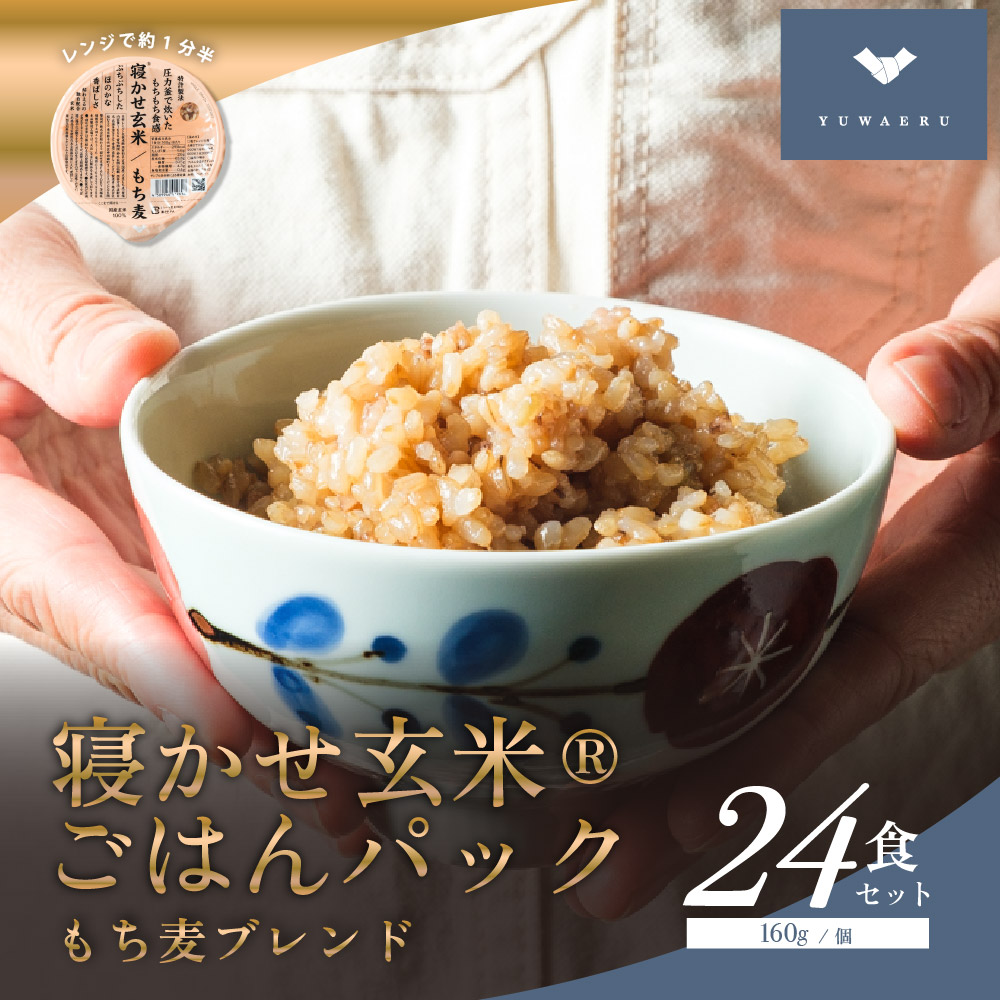 寝かせ玄米ごはんパック もち麦ブレンド 160g×24食｜玄米 常温保存 パックご飯 備蓄 一人暮らし レトルト もち麦 雑穀 [1480]